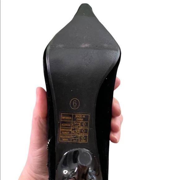 VINTAGE ANNA VELVET AND RHINESTONE HIGH HEELS SZ 6 nwt 1990s black stiletto - Picture 8 of 8